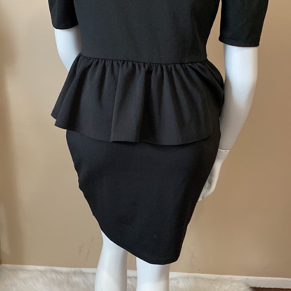 NWT Fashion Nova Black Peplum Dress - Size:1X - Picture 15 of 16